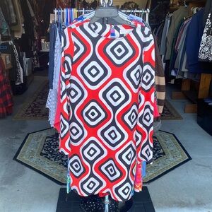 Tracy Negoshian Red and Black Geometric dress